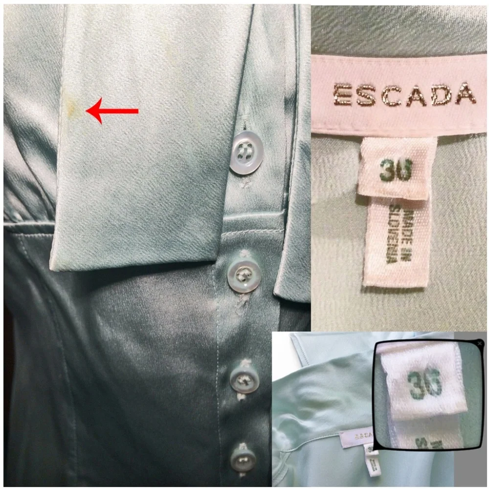 Vintage ESCADA Silk Fitted Ascot Bell Cuff Blouse - Picture 8 of 8